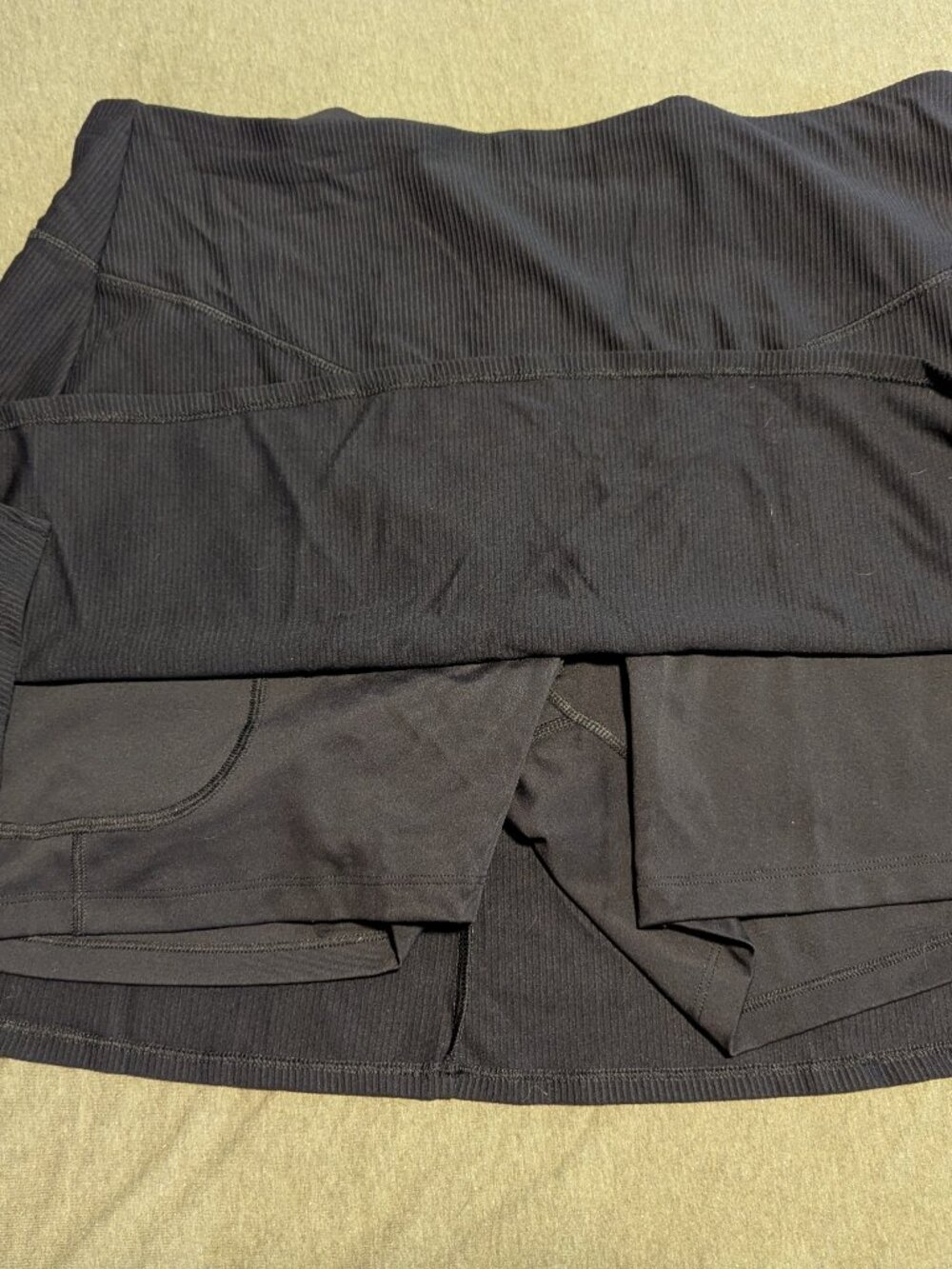 [Bundle of 2] High-Waisted PowerSoft Rib-Knit Skort [Black & Lavender] [XL]